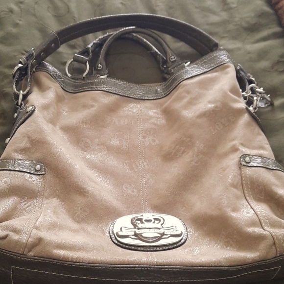 Kathy VanZeeland leather trimmed hobo style purse - Picture 1 of 8